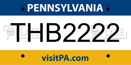 THB2222 Pennsylvania License Plate