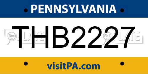 THB2227 Pennsylvania License Plate