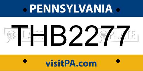 THB2277 Pennsylvania License Plate