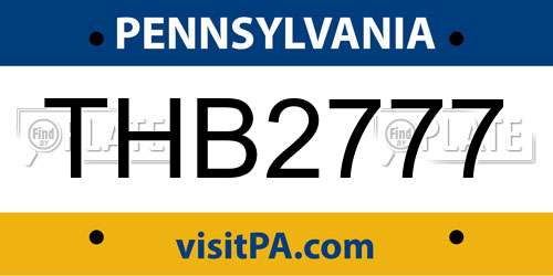 THB2777 Pennsylvania License Plate
