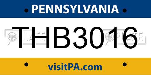 THB3016 Pennsylvania License Plate