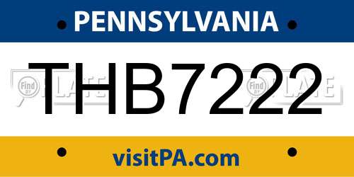 THB7222 Pennsylvania License Plate