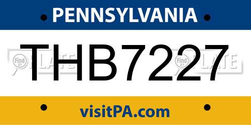 THB7227 Pennsylvania License Plate