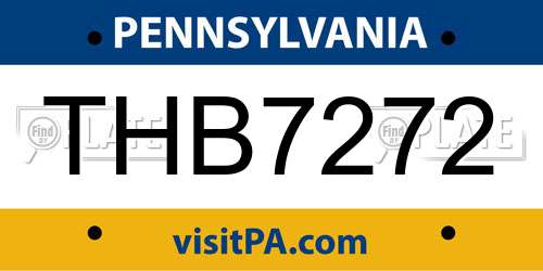 THB7272 Pennsylvania License Plate