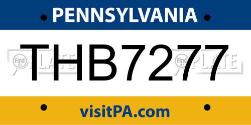 THB7277 Pennsylvania License Plate