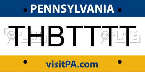 THBTTTT Pennsylvania License Plate