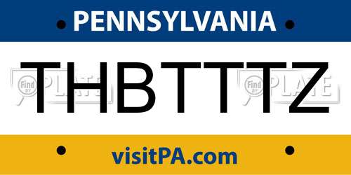 THBTTTZ Pennsylvania License Plate
