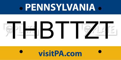 THBTTZT Pennsylvania License Plate