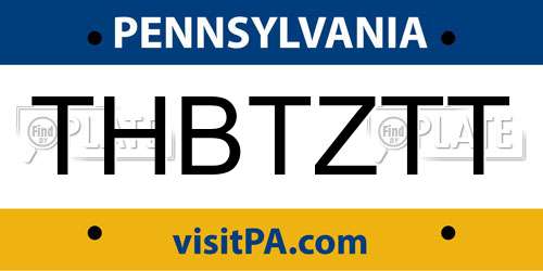 THBTZTT Pennsylvania License Plate