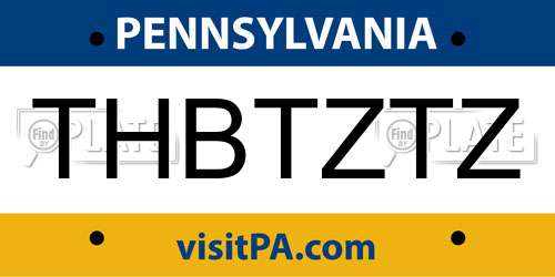 THBTZTZ Pennsylvania License Plate