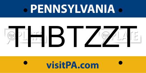THBTZZT Pennsylvania License Plate