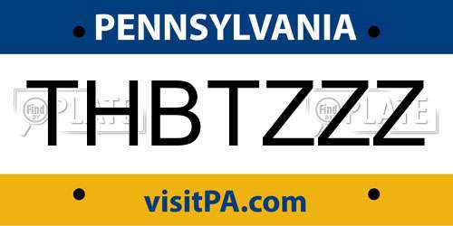 THBTZZZ Pennsylvania License Plate