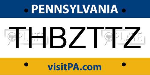THBZTTZ Pennsylvania License Plate