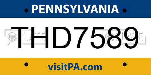 THD7589 Pennsylvania License Plate
