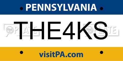 THE4KS Pennsylvania License Plate