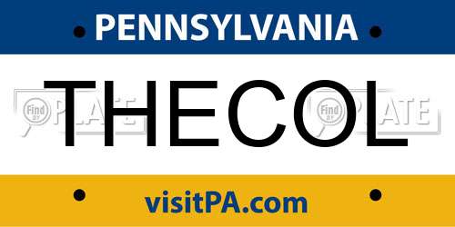 THECOL Pennsylvania License Plate