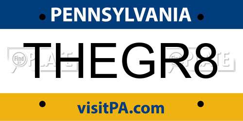 THEGR8 Pennsylvania License Plate