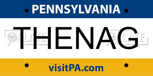 THENAG Pennsylvania License Plate