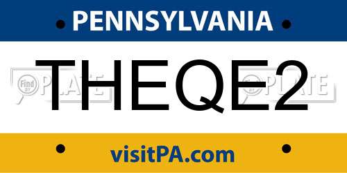 THEQE2 Pennsylvania License Plate