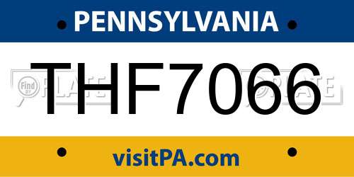 THF7066 Pennsylvania License Plate