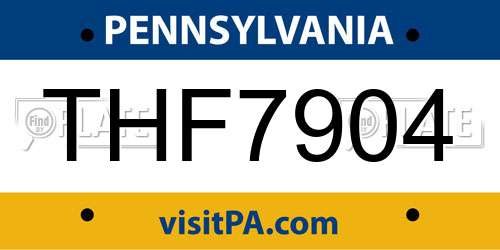 THF7904 Pennsylvania License Plate