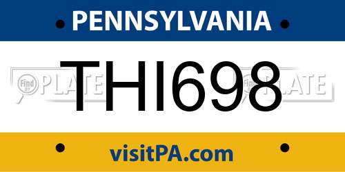 THI698 Pennsylvania License Plate