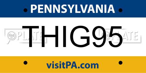 THIG95 Pennsylvania License Plate