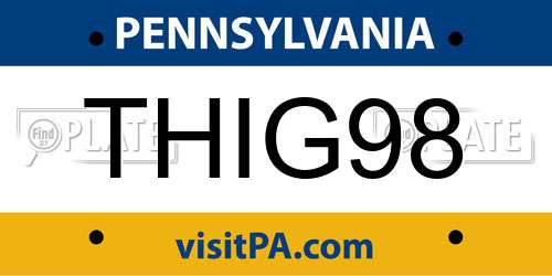 THIG98 Pennsylvania License Plate