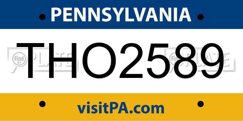 THO2589 Pennsylvania License Plate
