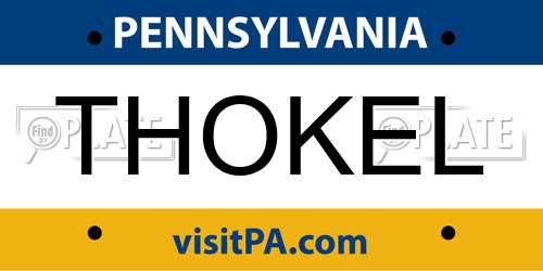 THOKEL Pennsylvania License Plate