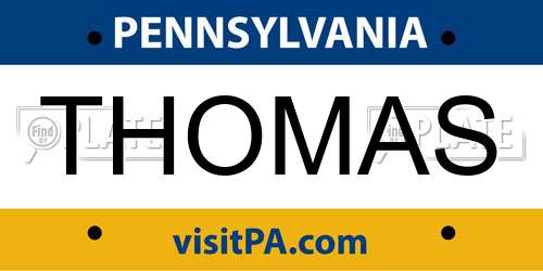 THOMAS Pennsylvania License Plate