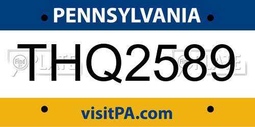 THQ2589 Pennsylvania License Plate