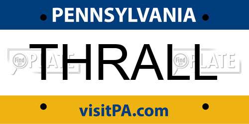 THRALL Pennsylvania License Plate