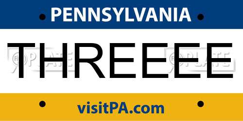 THREEEE Pennsylvania License Plate