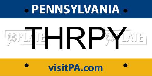 THRPY Pennsylvania License Plate