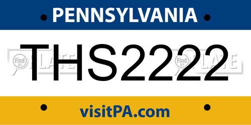 THS2222 Pennsylvania License Plate