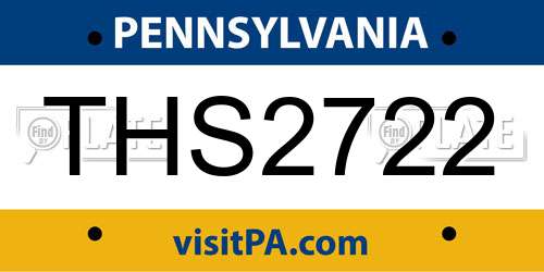 THS2722 Pennsylvania License Plate