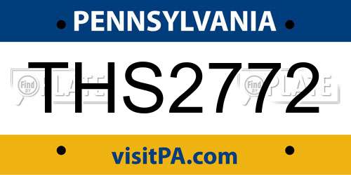 THS2772 Pennsylvania License Plate