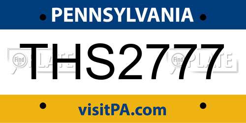 THS2777 Pennsylvania License Plate