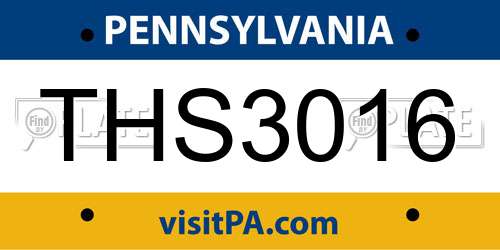 THS3016 Pennsylvania License Plate