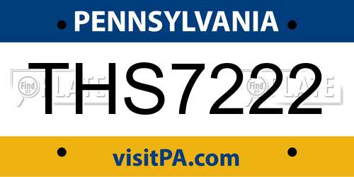 THS7222 Pennsylvania License Plate