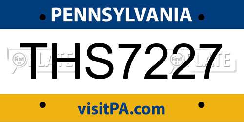 THS7227 Pennsylvania License Plate