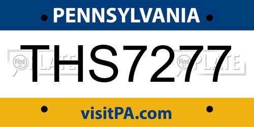 THS7277 Pennsylvania License Plate