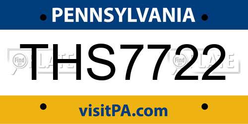 THS7722 Pennsylvania License Plate