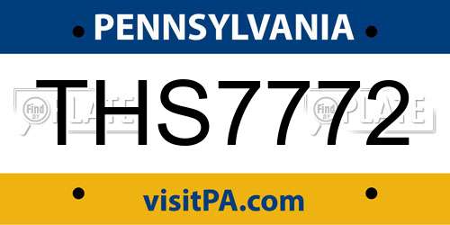 THS7772 Pennsylvania License Plate