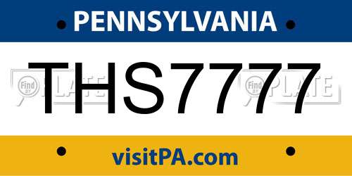 THS7777 Pennsylvania License Plate