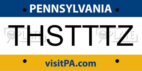 THSTTTZ Pennsylvania License Plate