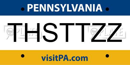 THSTTZZ Pennsylvania License Plate
