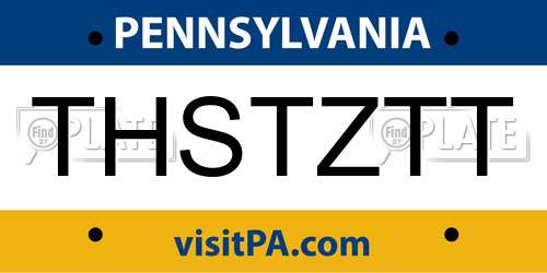 THSTZTT Pennsylvania License Plate