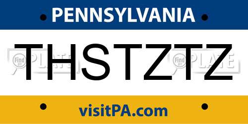 THSTZTZ Pennsylvania License Plate